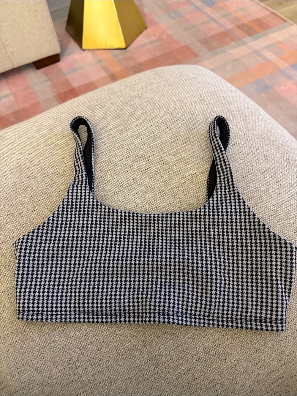 ALO Black & White Houndstooth Sports Bra